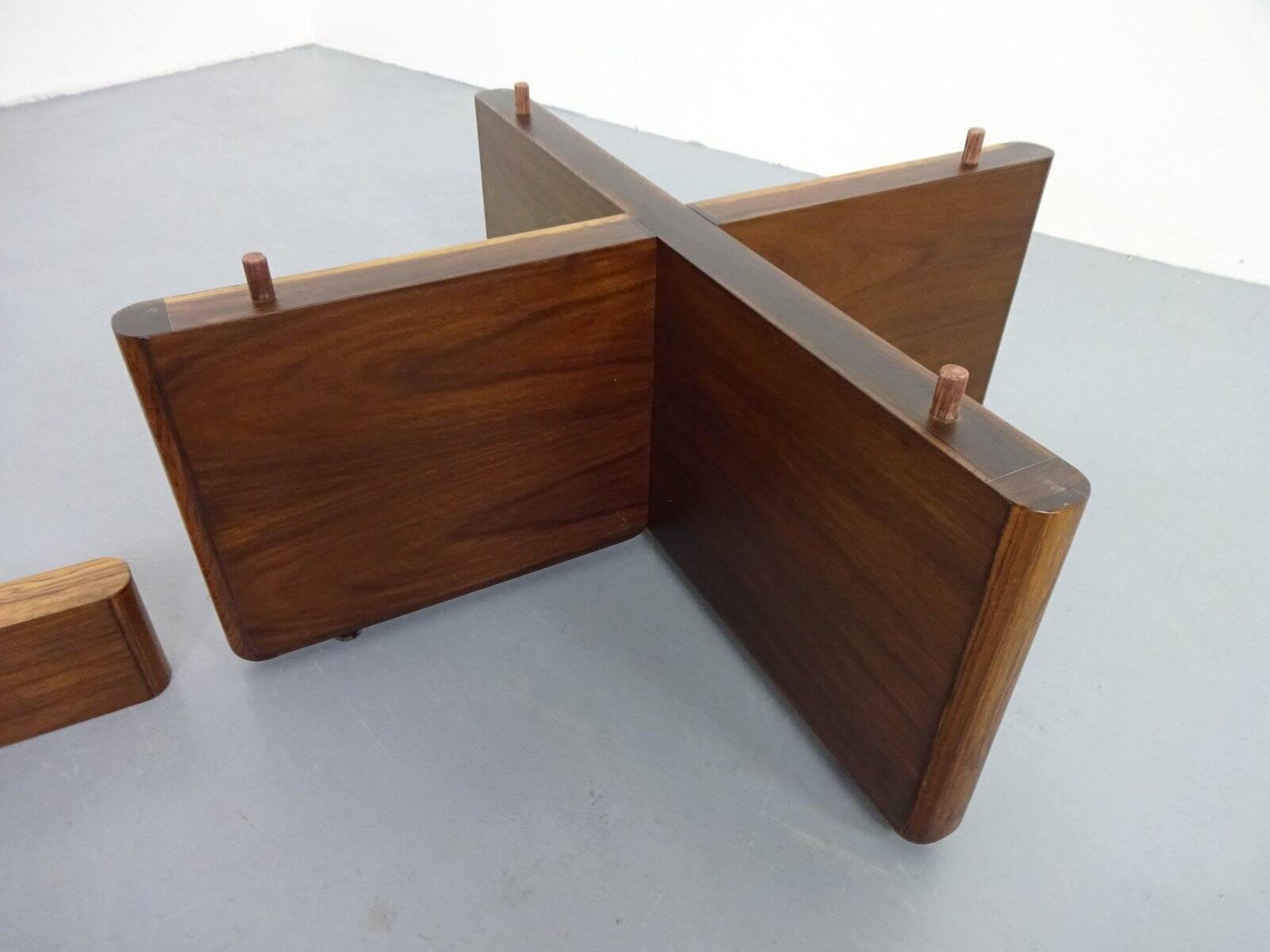 Italian rosewood and glass coffee table, 1960s