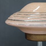 1940s Restored Nickel Floor Lamp with  Glass Shade