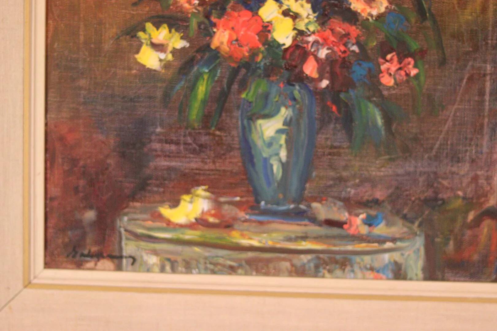 Original Oil on Canvas – “Still Life Vase” – Framed 45 × 54 cm