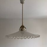 Hanging lamp in opaline white vintage 1950