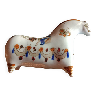 Ken edwards pottery - stylized horse decorated with butterfly flowers bird