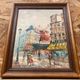 Old painting caroline burnett view paris moulin rouge oil on canvas