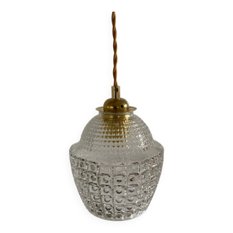Portable lamp (or pendant light) with vintage transparent glass globe