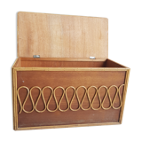 Coffre à jouet en bois et rotin