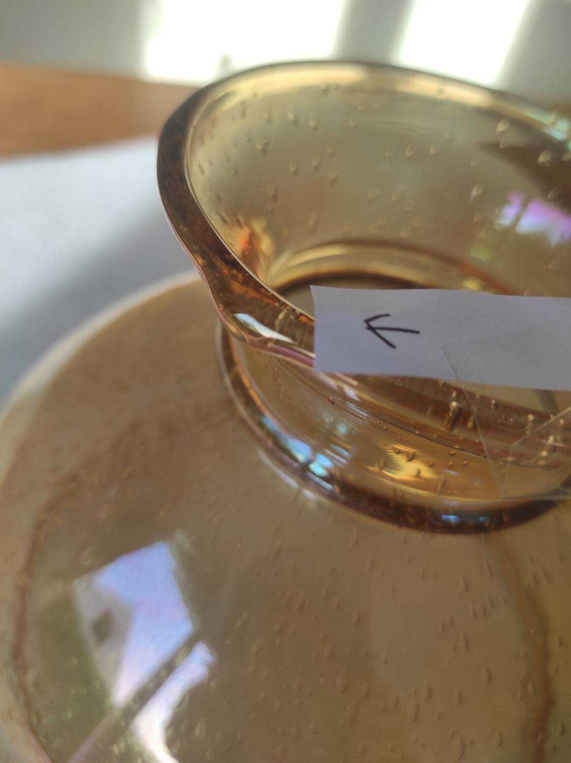 Yellow tinted glass lamp globe