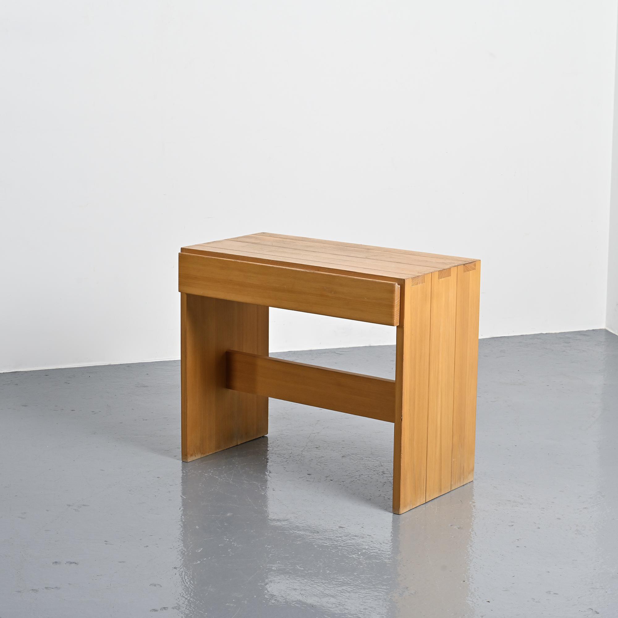 Desk in solid elm by Maison Regain, 1970s.