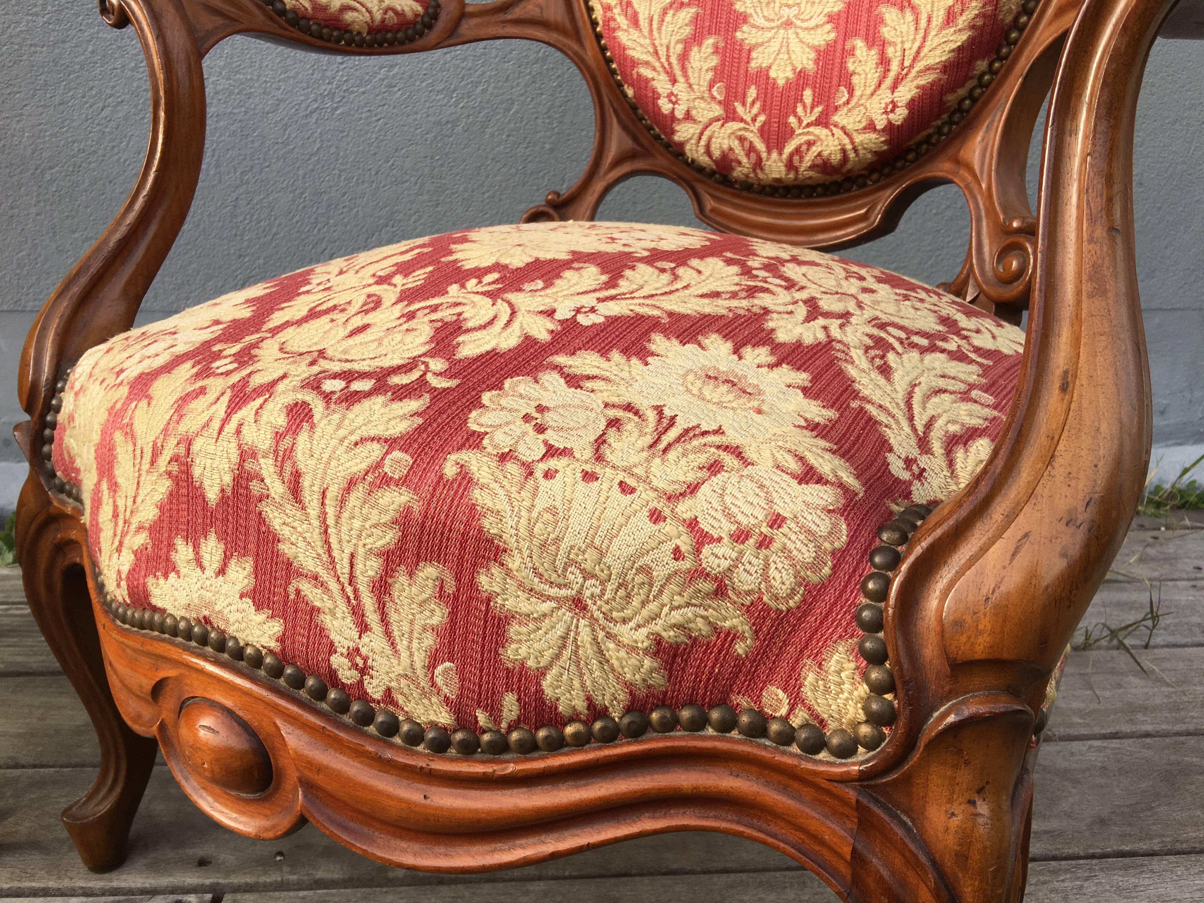 Pair of napoleon III armchairs, 19th century