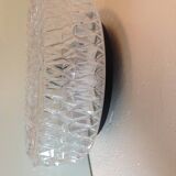 Round diamond-tipped glass ceiling light / vintage 60s-70s