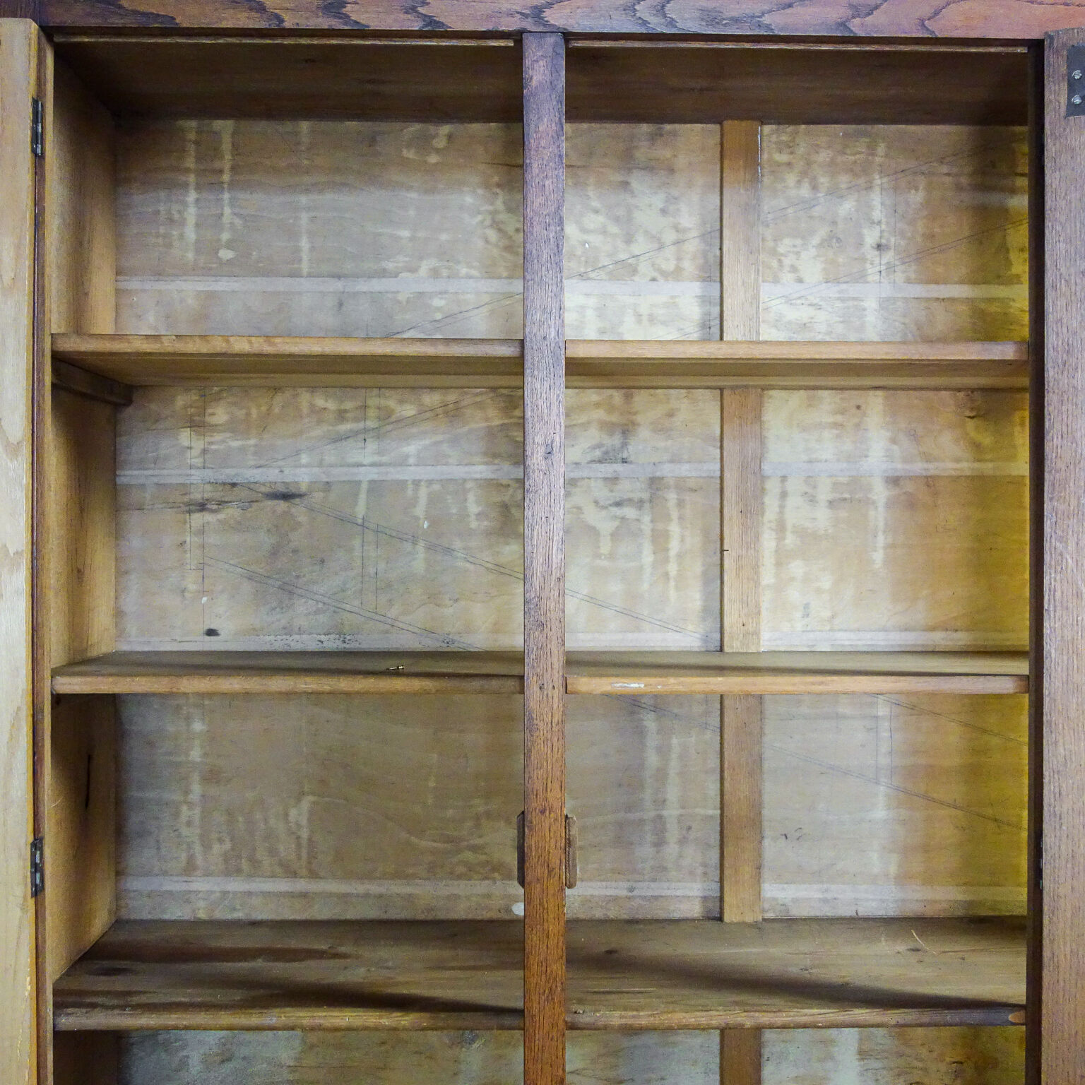 Art deco bookcase with stained glass windows - 1930s