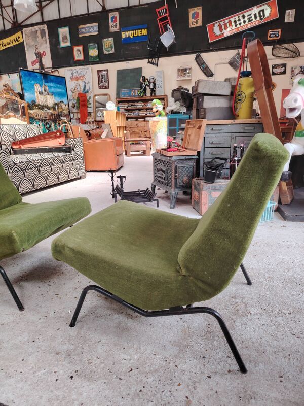 Duo de chauffeuses modèle CM 194 de Pierre Paulin pour Thonet circa 1954