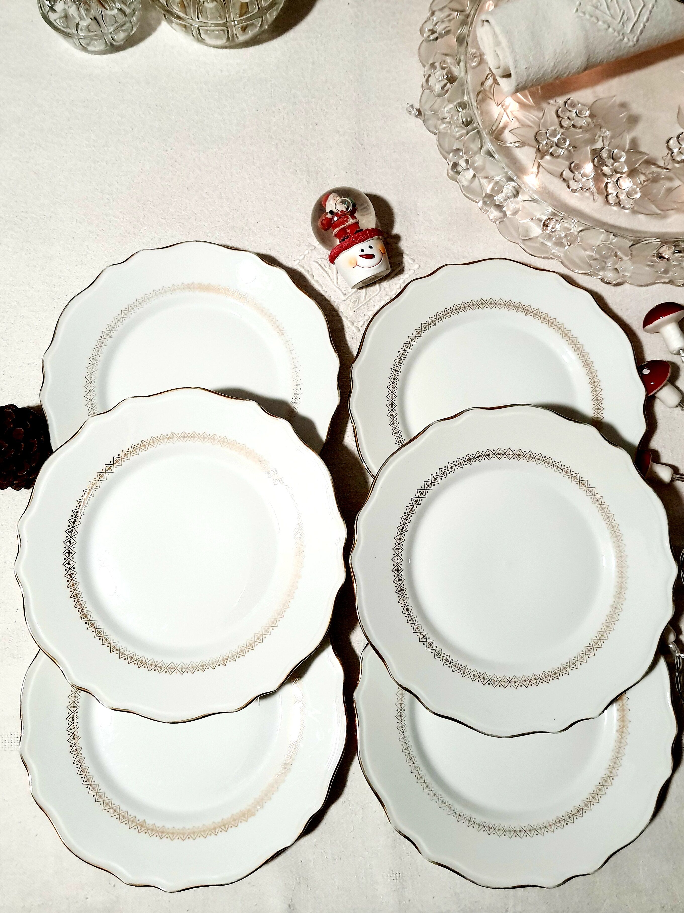 Lot of 6 dessert plates Porcelaines Lourioux