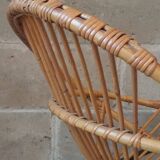 Rattan armchair with metal base from the 1950s