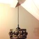Suspension in enamelled amber glass / vintage 60s-70s