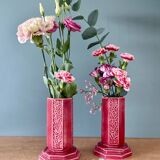 Lot de 2 vases art déco en céramique Rose de Digoin
