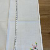 Cotton napkin edged by hand with flowers, France