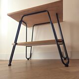 Side table in wood and steel in the style of Jacques Hitier, 1950s