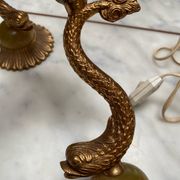 Paire de lampes poissons laiton doré