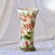Antique Saint Clément slip roller vase with bird decor