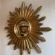 Large witch's eye sun mirror dia 52cm curved vintage 1960