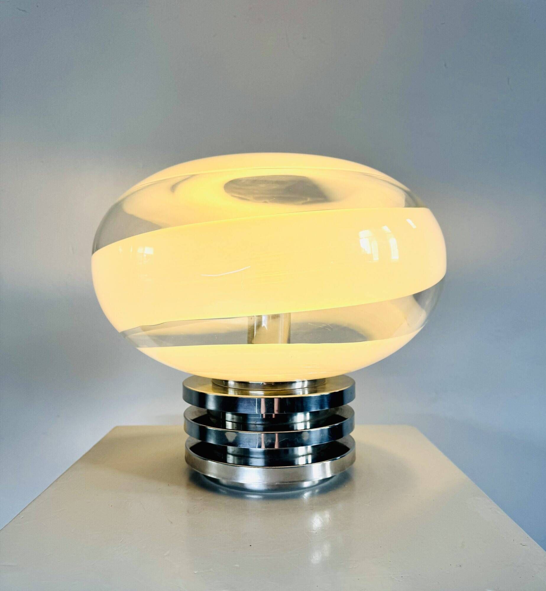 Model 1361 Sculptural Dome Glass Table Lamp By Doria Leuchten, Germany 1970S