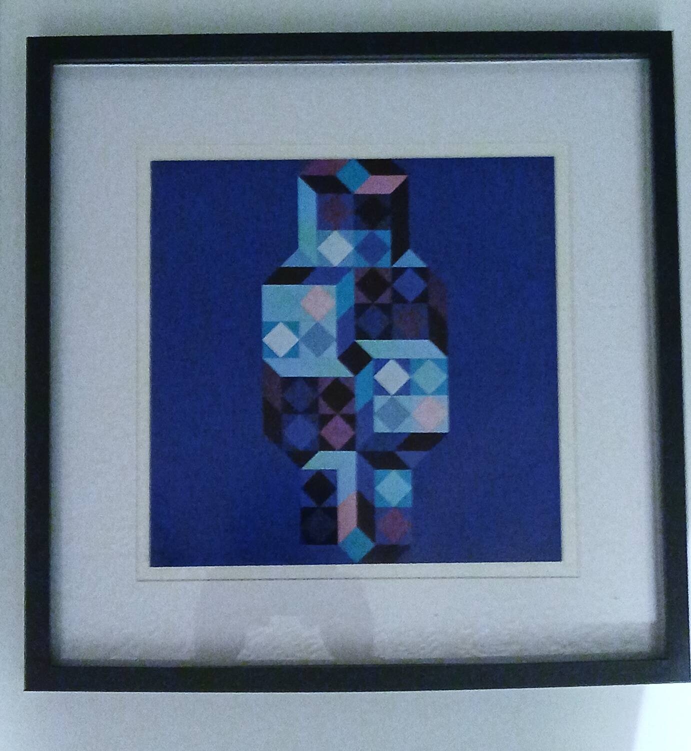 Tableau Vintage Art Optique - Victor Vasarely - Frame 40x40cm