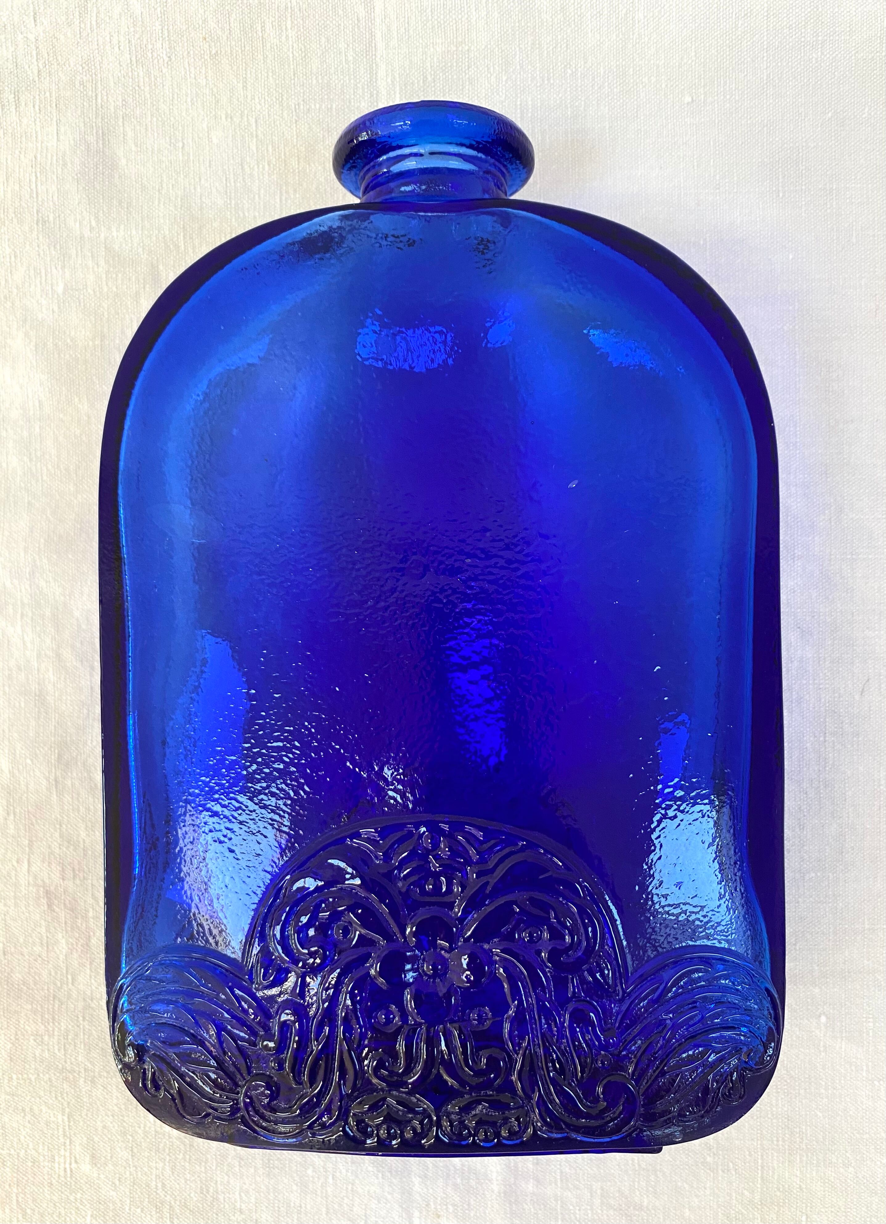 Large model cobalt blue glass bottle
