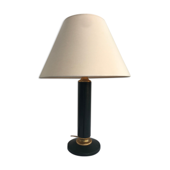 Old green leather column lamp
