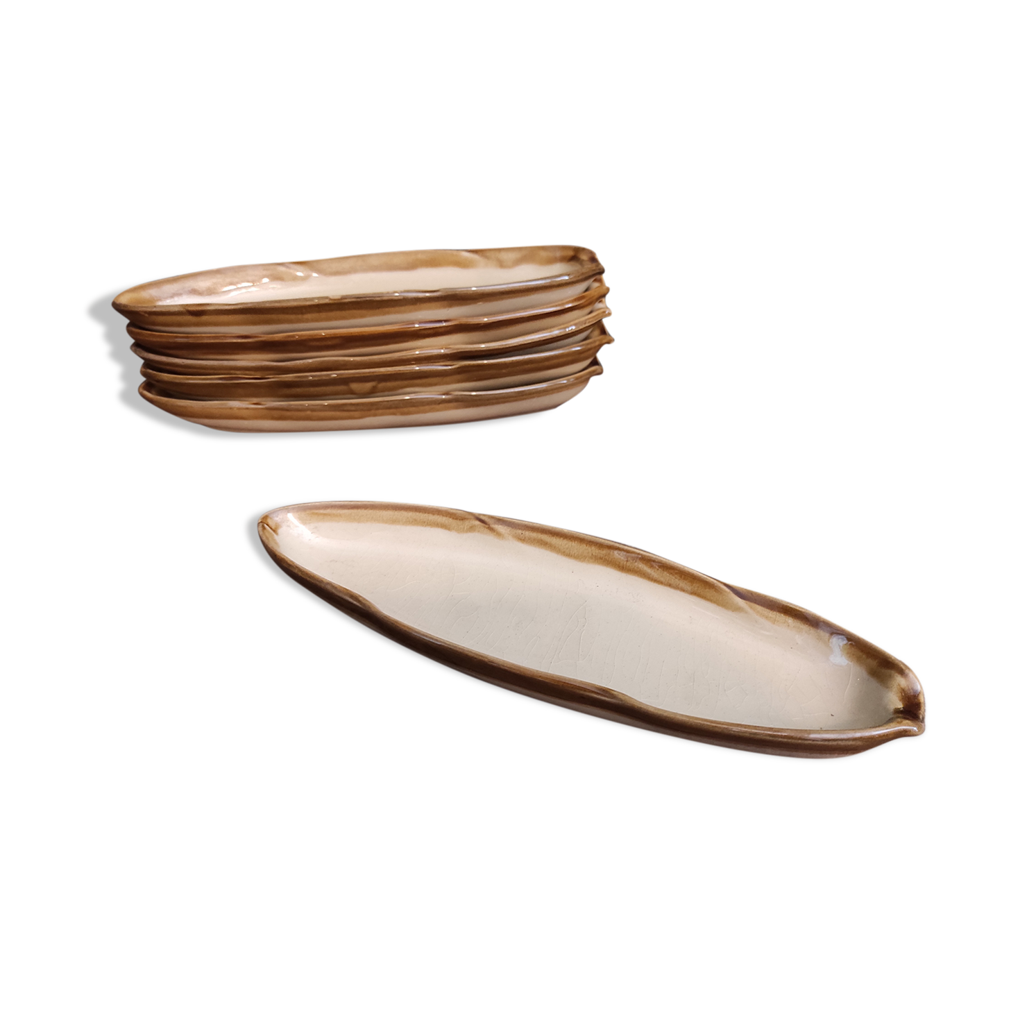 Set of 6 vintage English oval snack plates Active