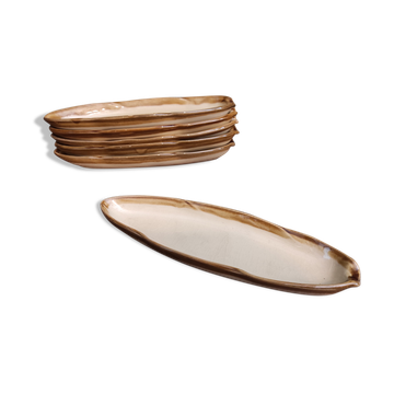 Ensemble de 6 assiettes de collation ovales anglaises vintage Active