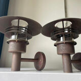 Pair of classic danish vintage MCM outdoor wall lamp in copper