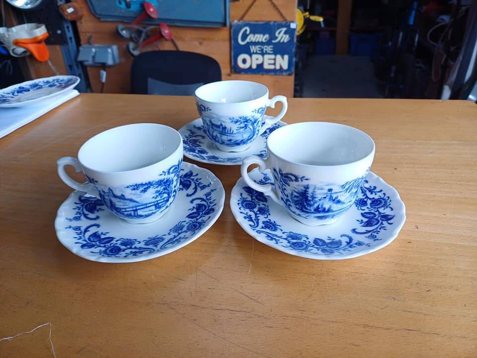 3 vintage cups and saucers