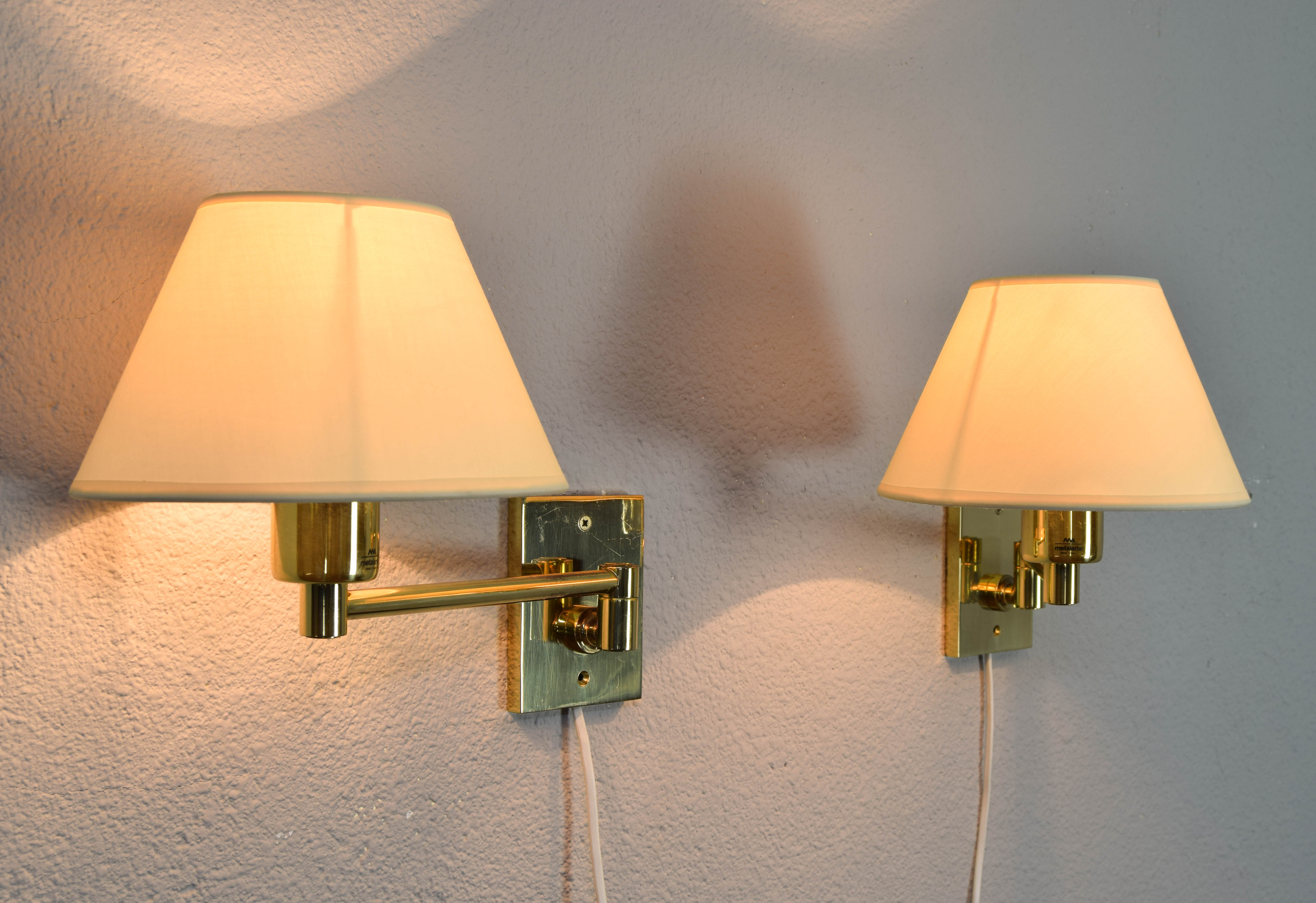 Two MidCentury Simple Swivel Arm Brass Sconce by George W. Hansen for Metalarte