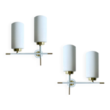Pair of vintage architectural wall lights, 1960s