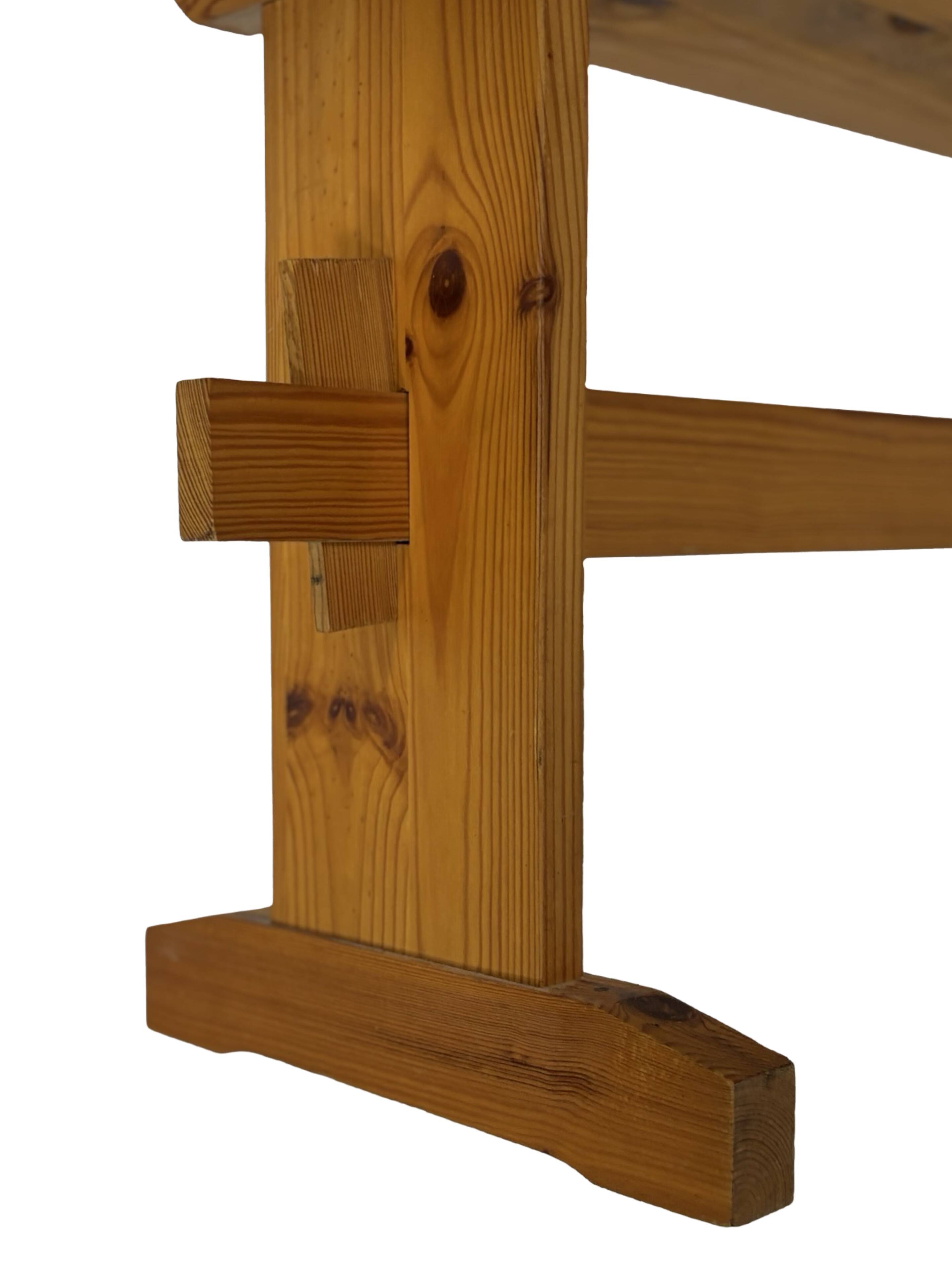 Vintage Scandinavian pinewood bench from the 1960's modern design