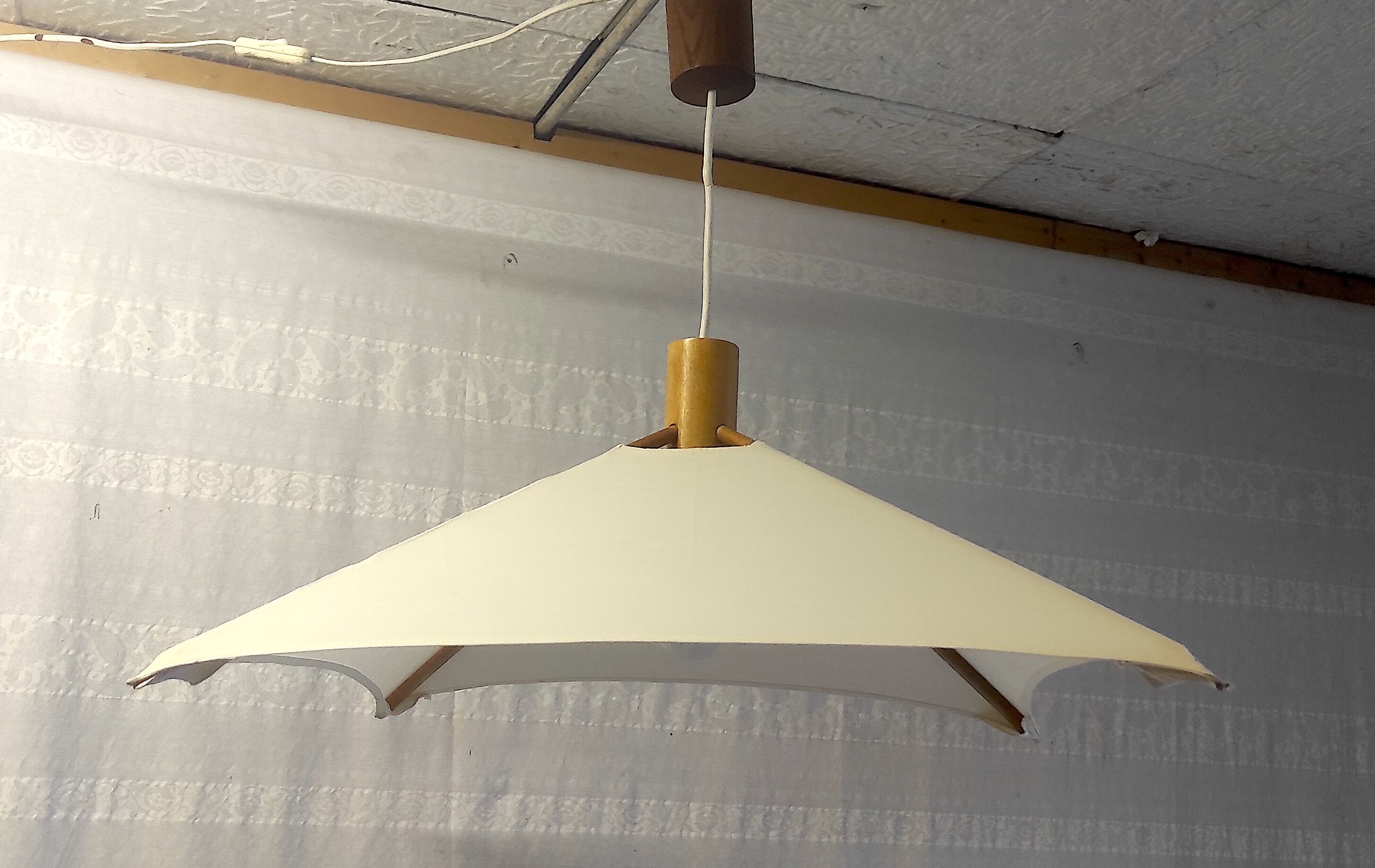 Suspension scandinave bois et toile années 60/70