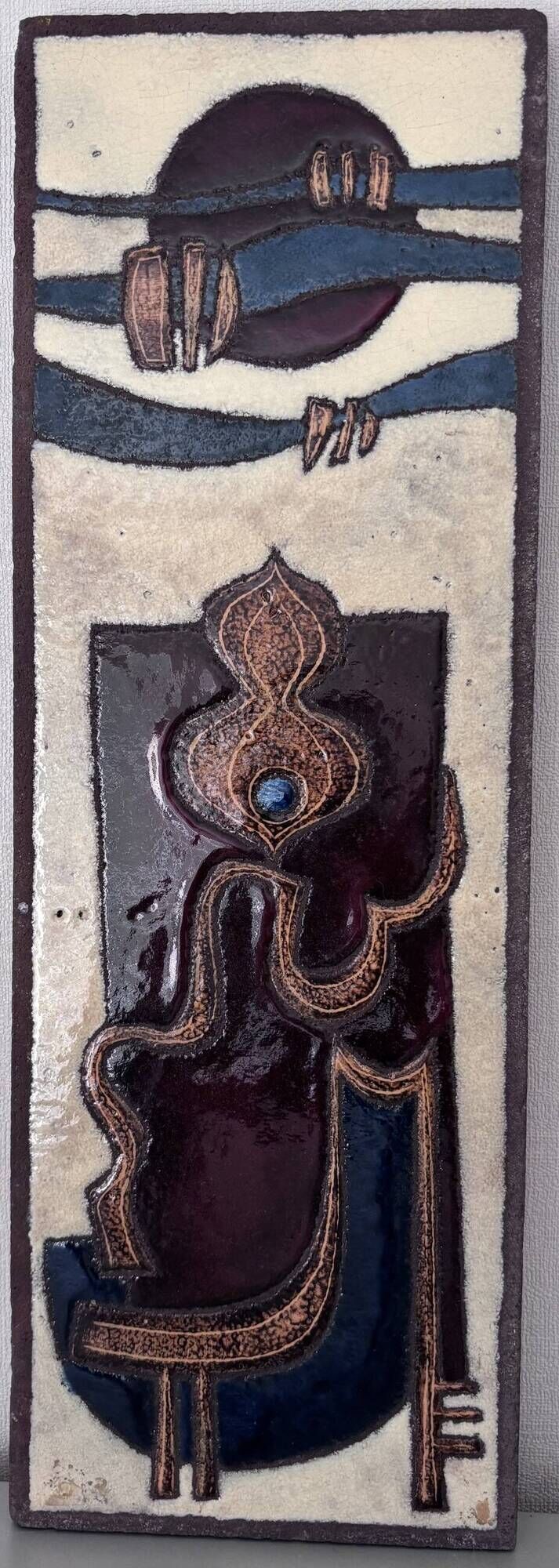 Enamelled lava plaque jean jaffeux volvic mozac ceramic 1960s mid century