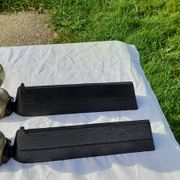 Pair of andirons in black metal and golden balls