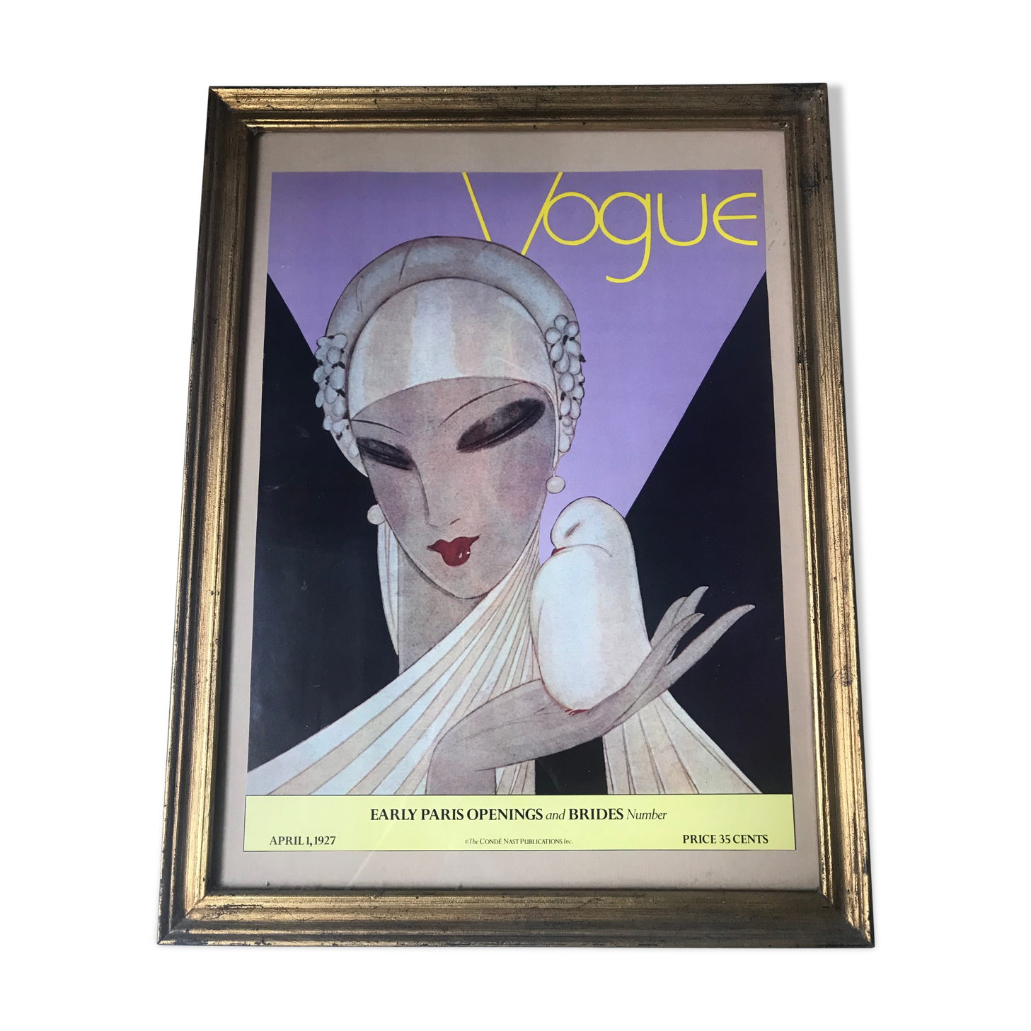 Illustration couverture d'un ancien magazine Vogue sous cadre