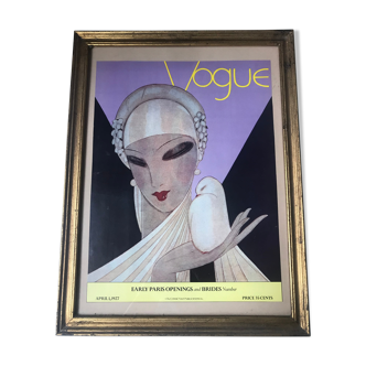 Illustration couverture d'un ancien magazine Vogue sous cadre