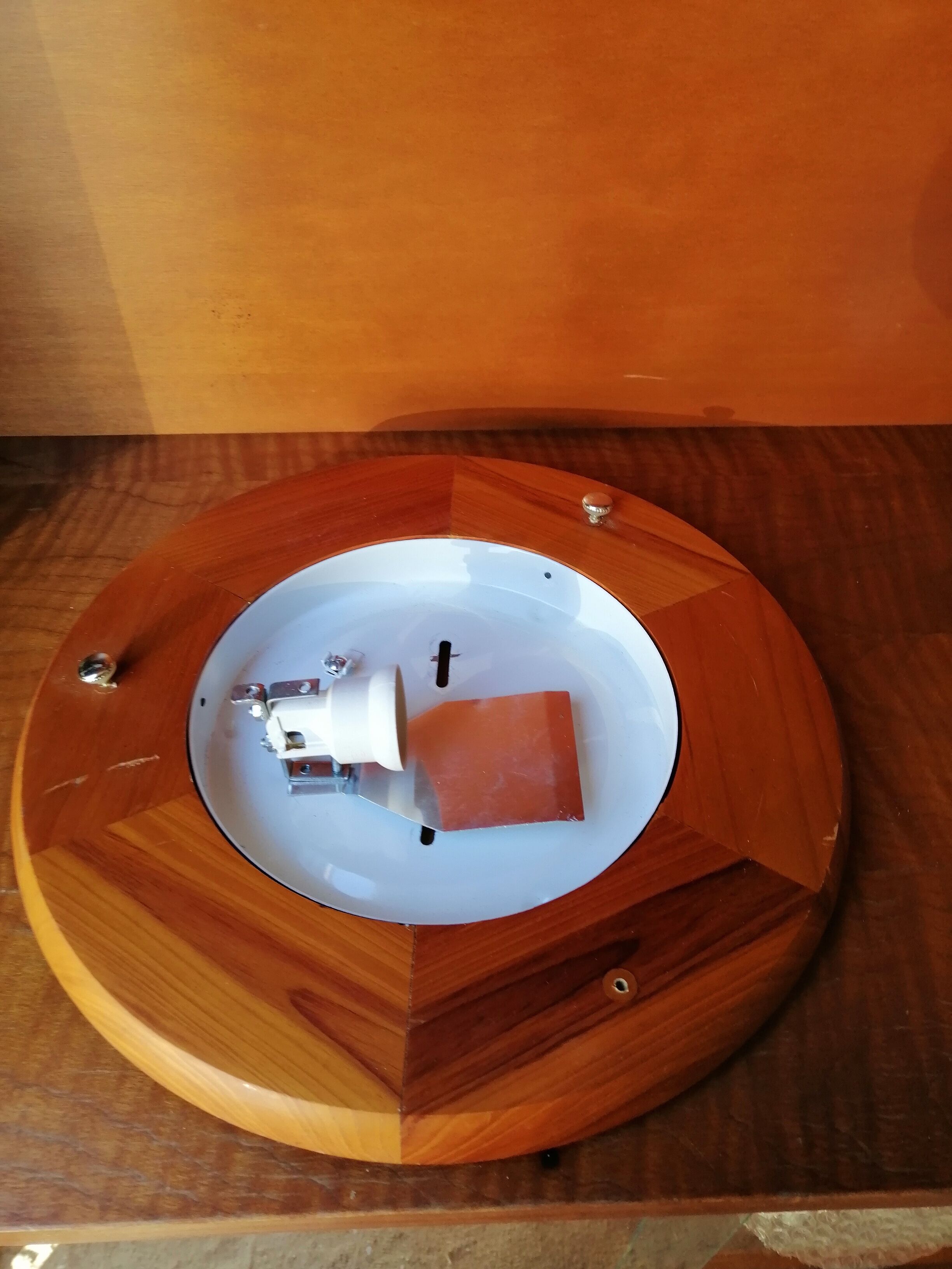 ROUND CEILING LAMP WOOD AND GLASS