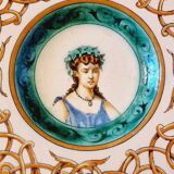 Italian faience plate with a female portrait decoration, Renaissance style.