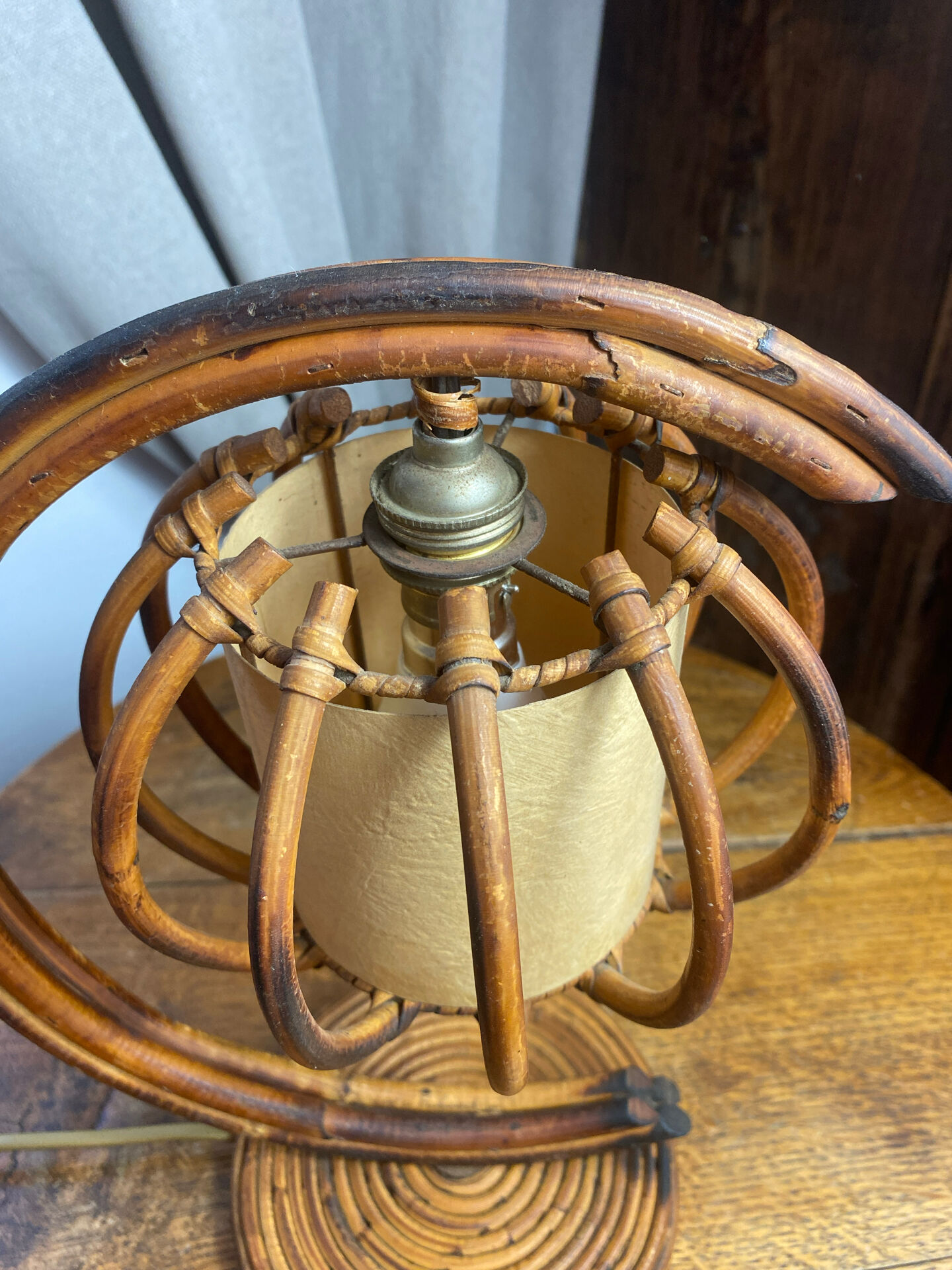 Rattan and bamboo lamp, Louis Sognot