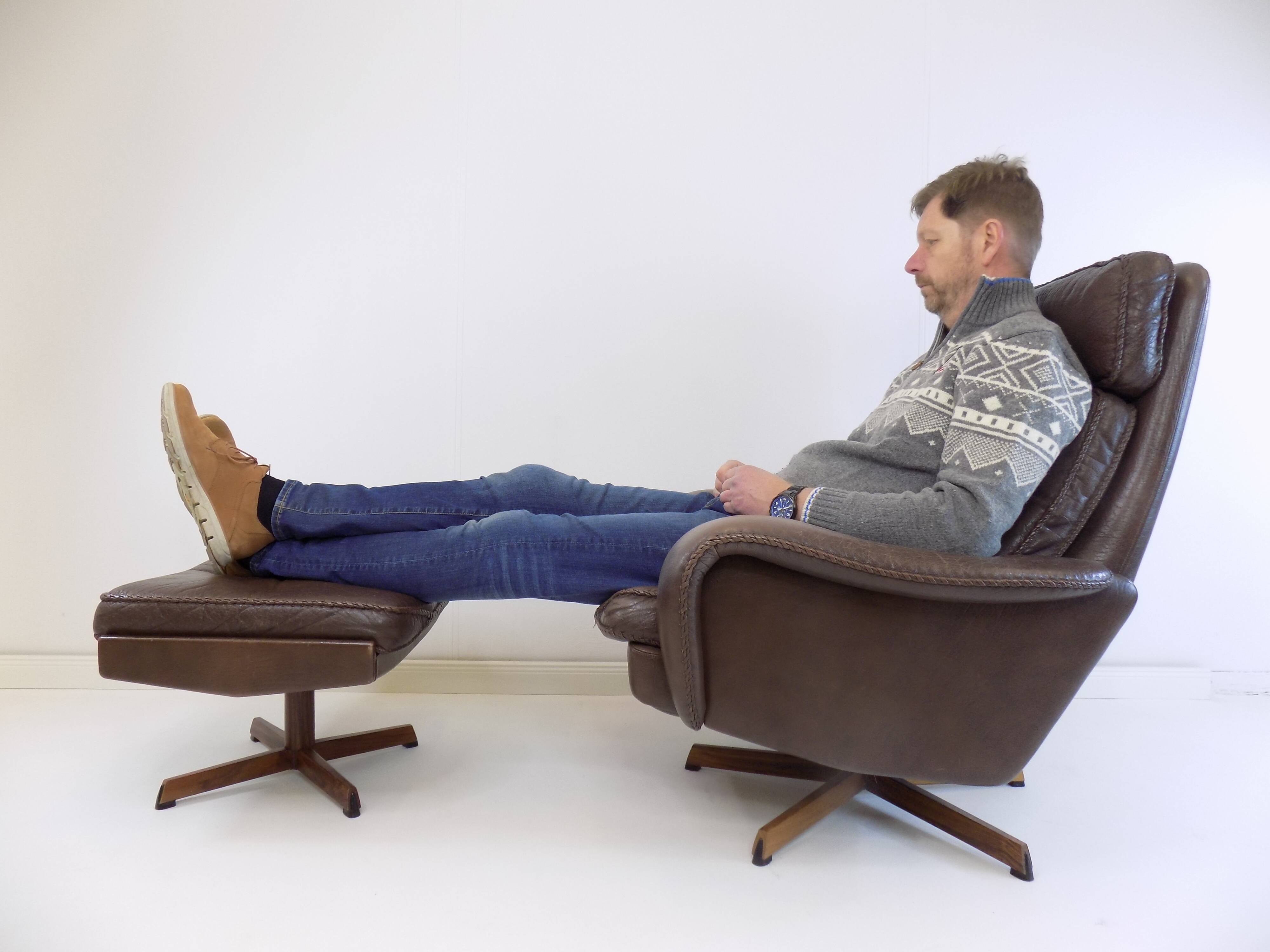 Madsen & Schubell leather armchair with ottoman for Bovenkamp