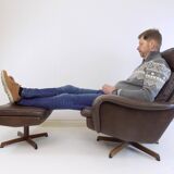 Madsen & Schubell leather armchair with ottoman for Bovenkamp