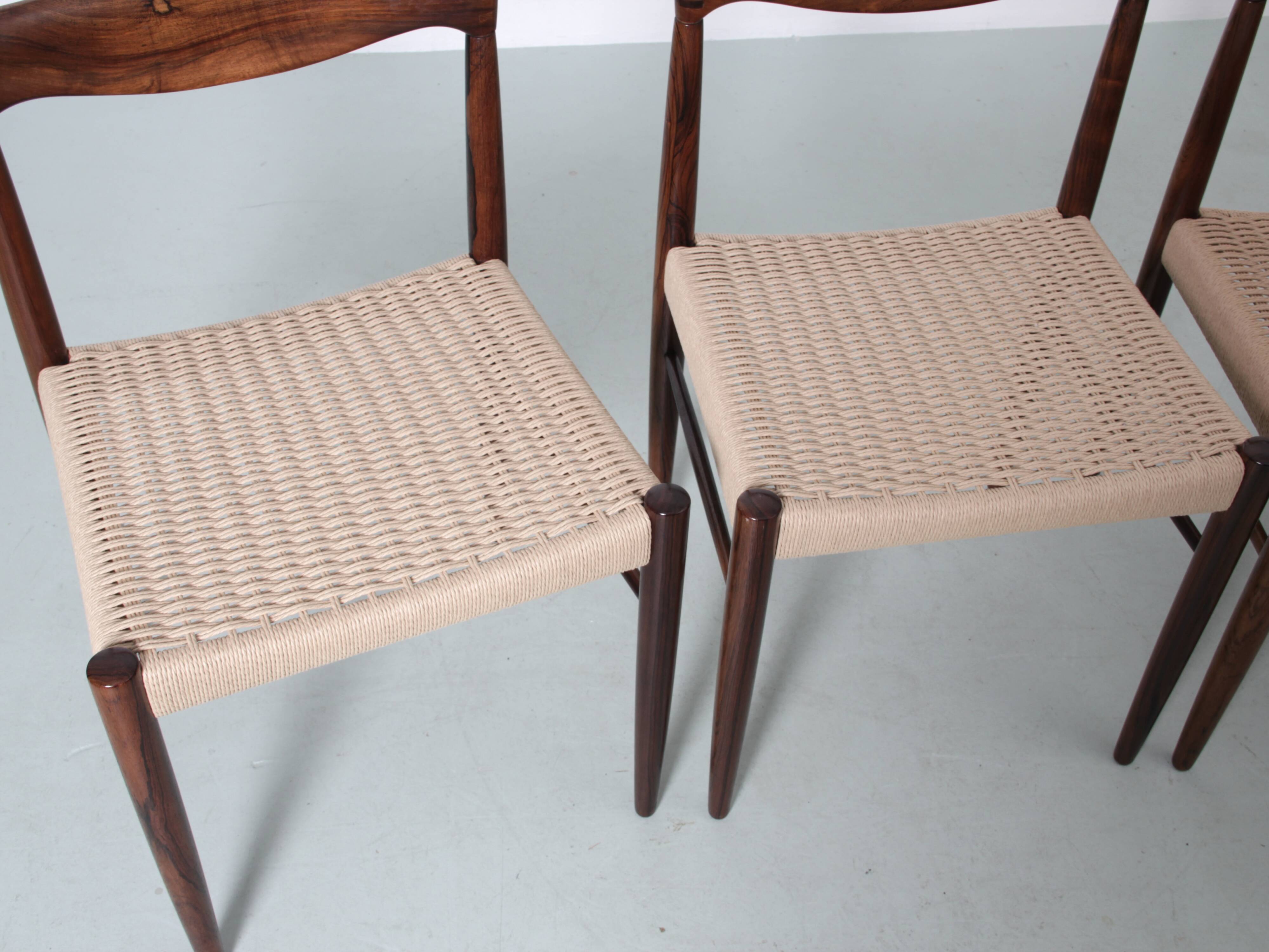 Set of 4 Scandinavian chairs in Rio rosewood by HW Klein