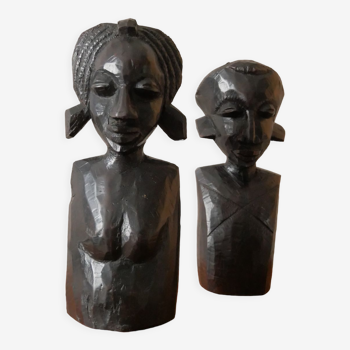 Vintage statuettes in carved wood