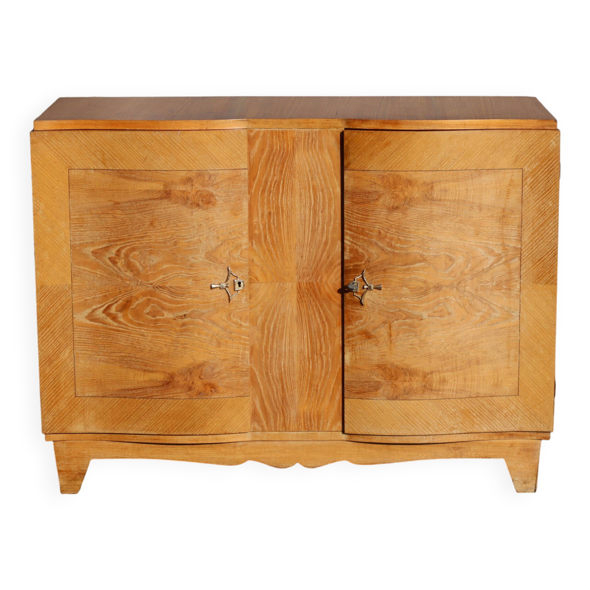 French Art Deco Sideboard - Antique Sideboard in Gilded Walnut Marquetry - 1930s