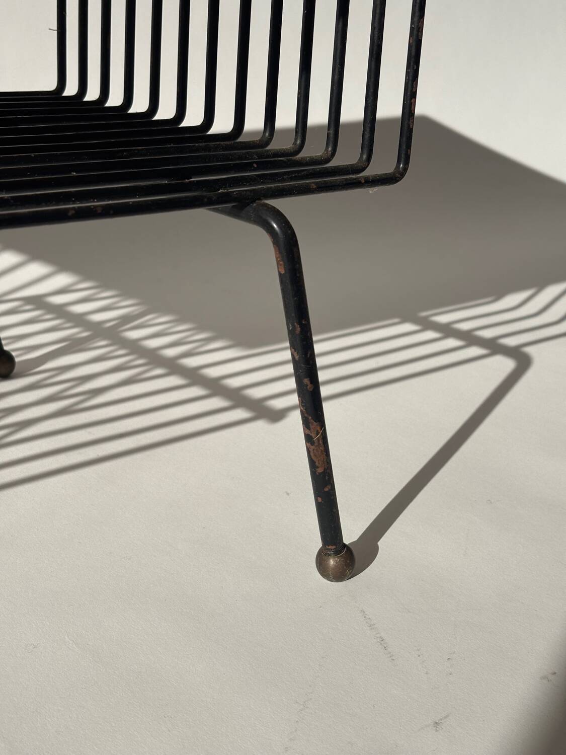 Mid-century metal and wood coffee table with magazine rack, Italy