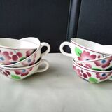 6 Villeroy Boch Mettlach earthenware teacups