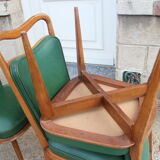 Series 6 chairs imitation green leather 1950